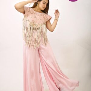 Blush Pink Designer Fringe Co-Ord Set