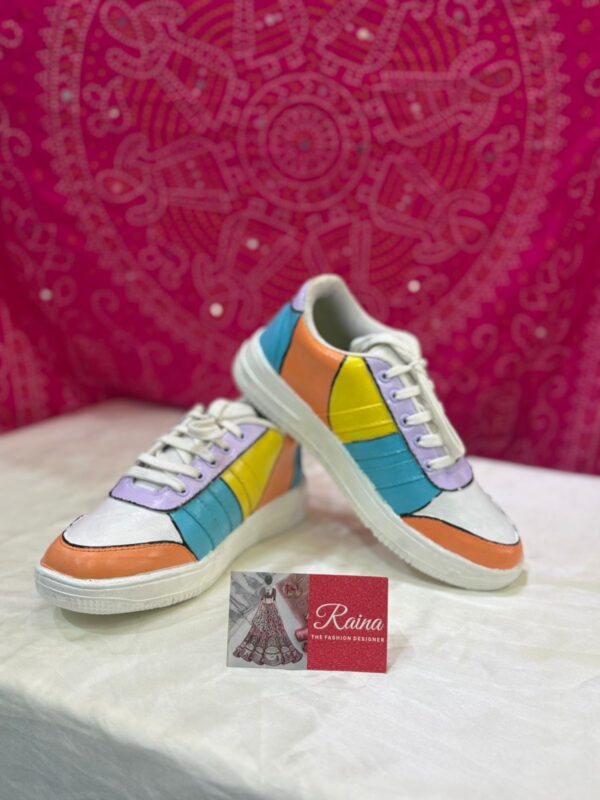 Navratri Special Color Block Hand-Painted Sneakers