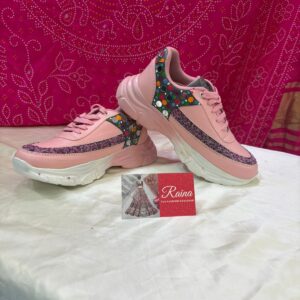 Pink Hand-Painted Sneakers (Navratri Special)