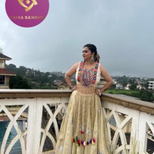 Navratri Special Elegant Golden Lehenga Set